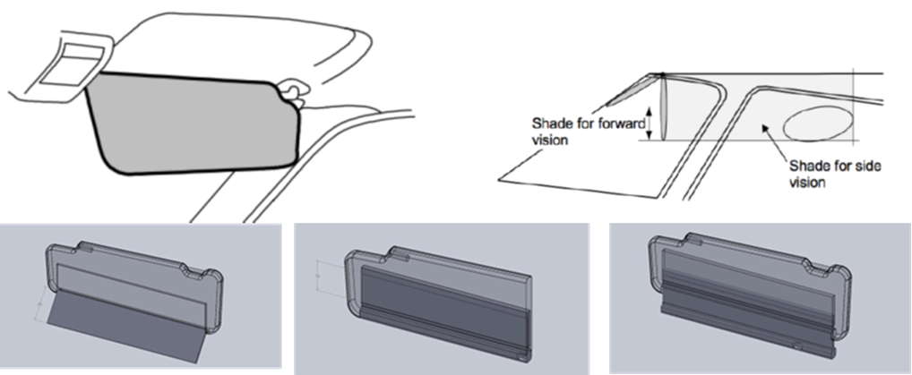 Sliding Car Visor Extender with Tinted Screen to Reduce Glare 